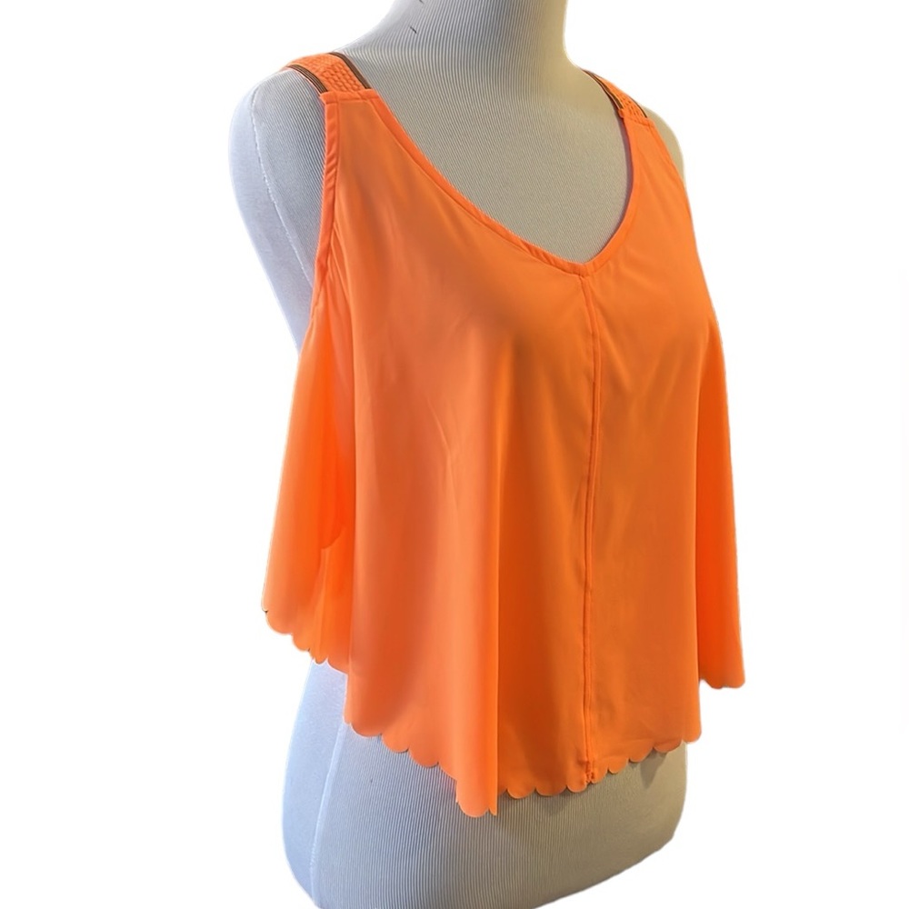 FREE PEOPLE PRETTY LIL RUNNING TOP NEON MANGO SIZE MEDIUM NEW WITH TAGS